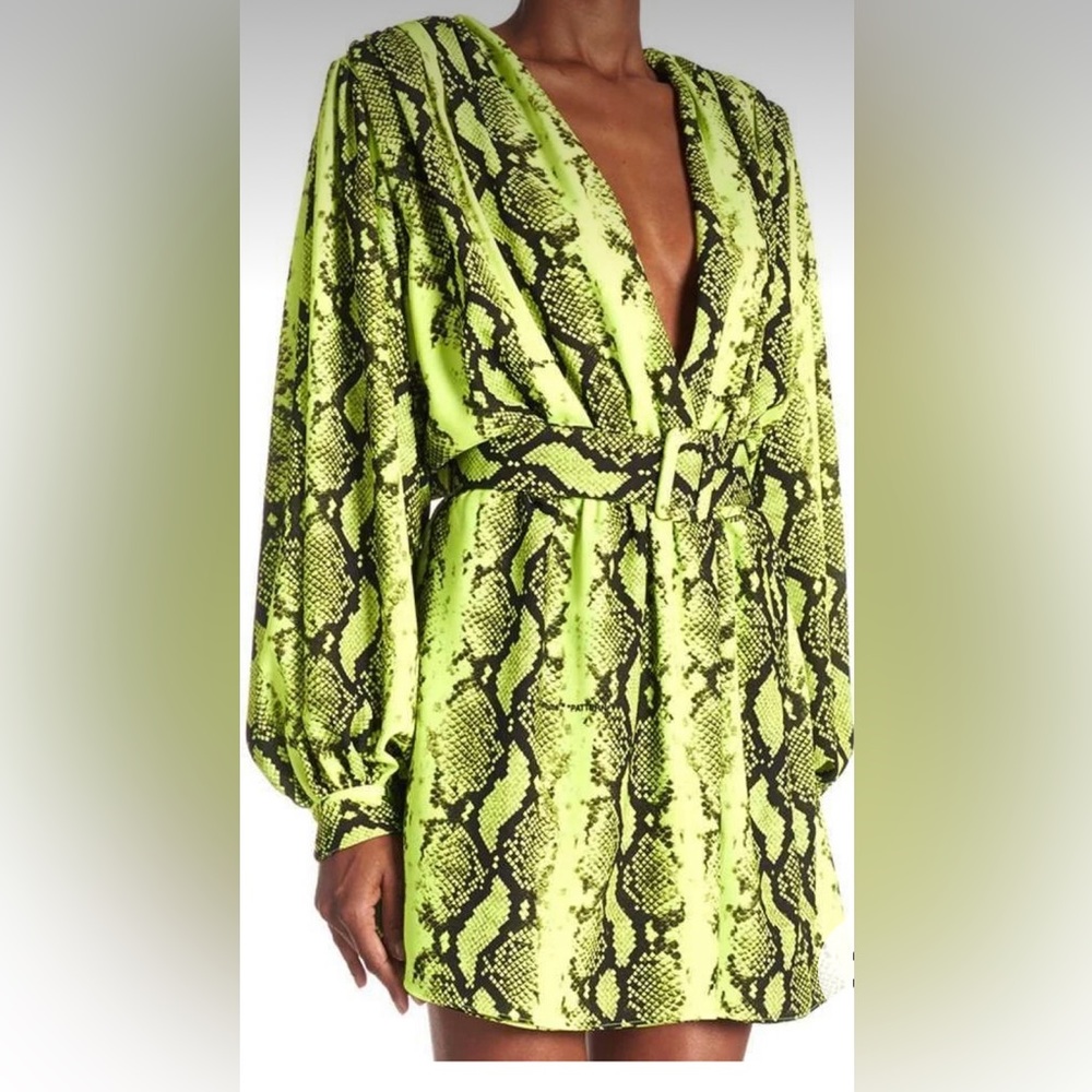 OFF/WHITE 80s Deep V Python-Print Mini Dress - Picture 7 of 14